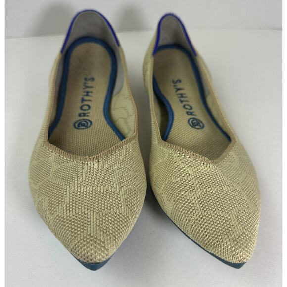 Rothy's Flat Pointed Toe Ballet Sahara Gold Printed Women's Slip On Shoes Size 9 - Picture 6 of 11